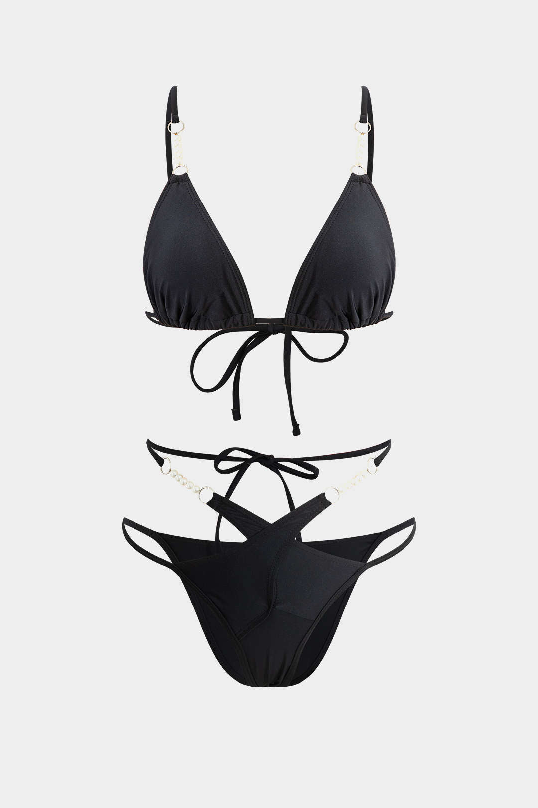 Buruşuk İnci Çapraz Bağcıklı Bikini Takımı - JUNETTI®