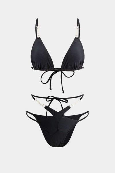 Buruşuk İnci Çapraz Bağcıklı Bikini Takımı - JUNETTI®