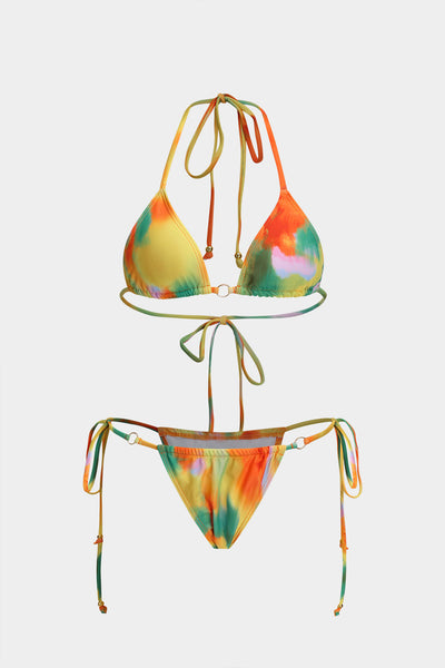 Kontrast Metal Büzgülü Boncuk Detaylı Bağlamalı Bikini Takımı - JUNETTI®