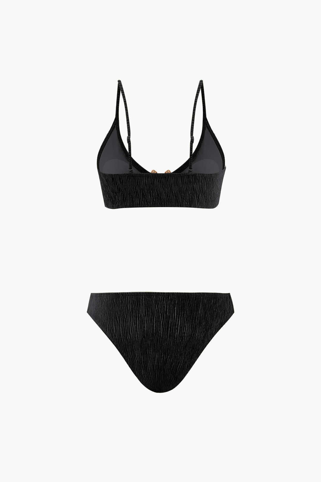 Kadife Dokulu U Yüzük Bikini ve Sarong 3 Parça Takım - JUNETTI®