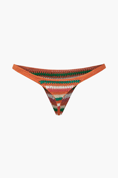 Gökkuşağı Desenli Şeritli Tığ İşi Bikini Takımı - JUNETTI®