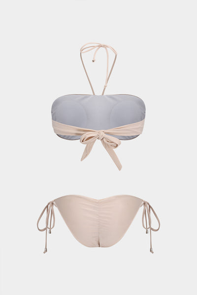 Büzgülü Bağlamalı Sırt Dekolteli Bikini Takımı - JUNETTI®