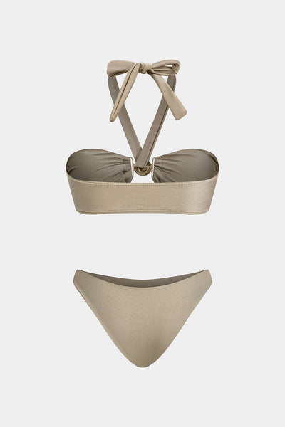 Metalik Büzgülü Bağlamalı Bikini Takımı - JUNETTI®