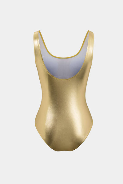Tummy Control Metalik Yuvarlak Yaka Tek Parça Mayo - JUNETTI®