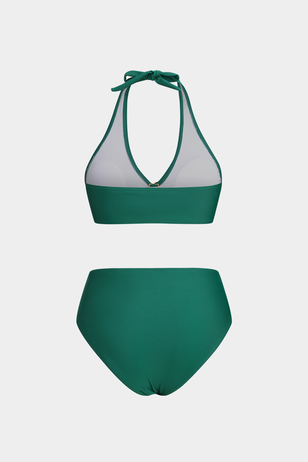 Metalik Dekorlu Büzgülü Bağlamalı Sırt Dekolteli Bikini Takımı - JUNETTI®