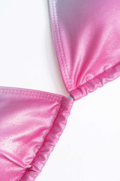 Ombre Desenli Büzgülü Sırt Dekolteli Bağlamalı Bikini ve Pareo Takımı