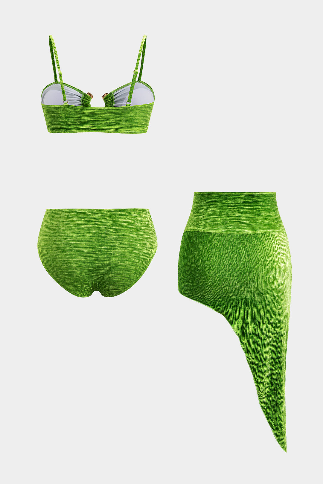 Kadife Asimetrik Metalik Bikini Takımı - JUNETTI®