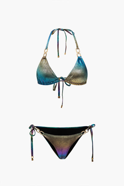 Ombre Taşlı Bağlamalı Sırtı Açık Bikini Takımı - JUNETTI®