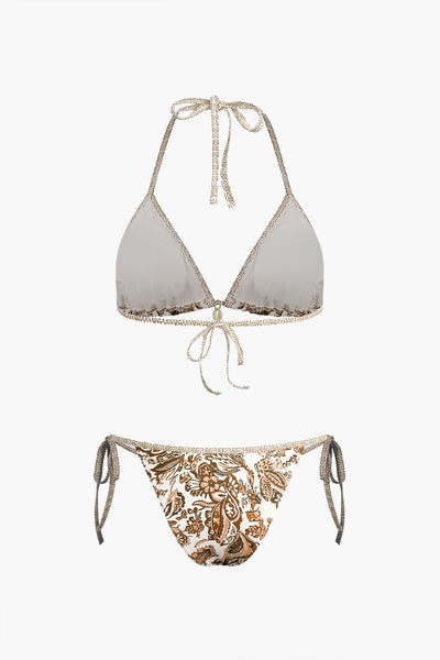 Retro Baskılı Halter Bikini Takımı - JUNETTI®