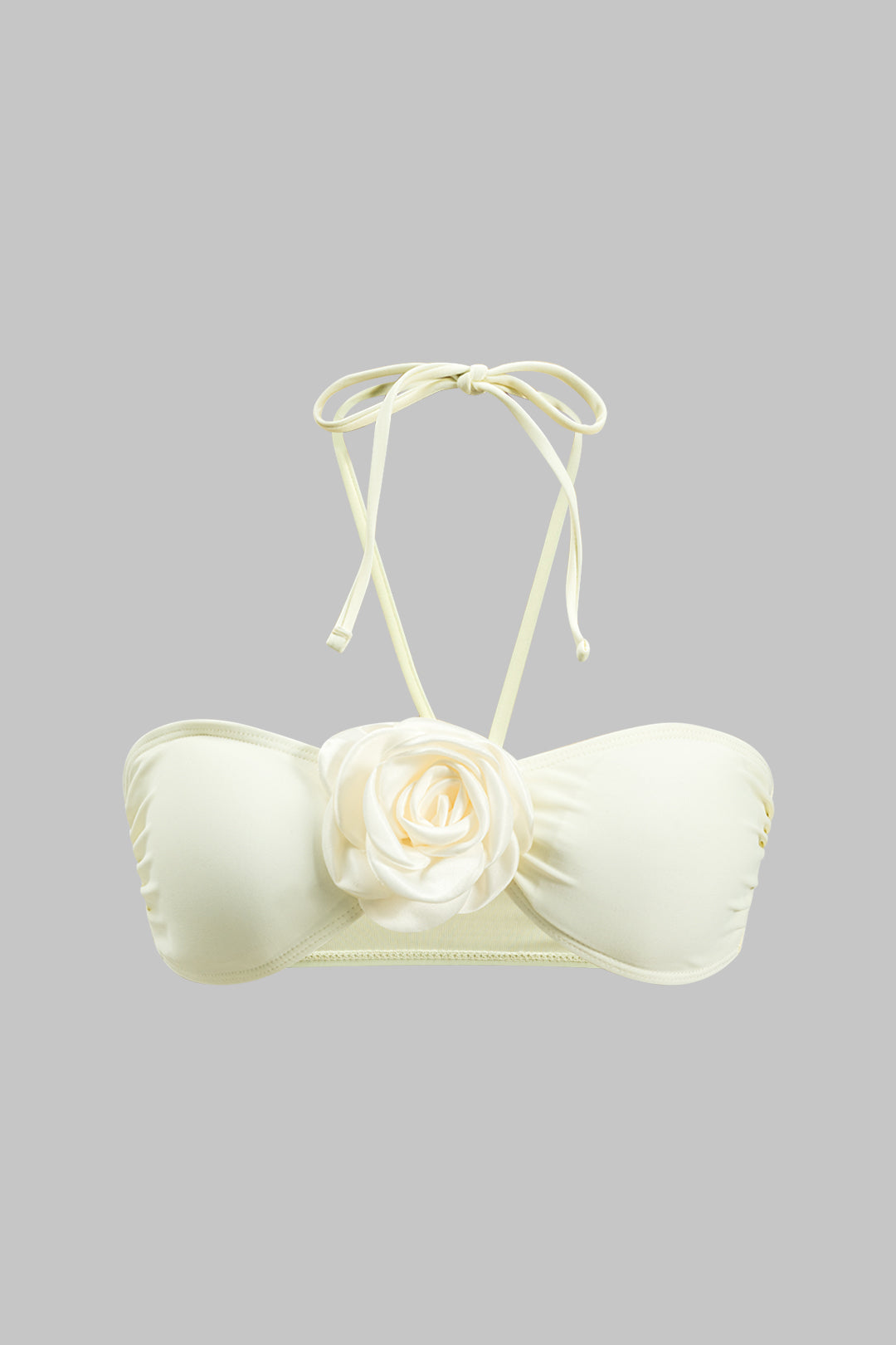 3D Çiçekli Büzgülü Bağlamalı Bikini ve Üst Giyim Seti - JUNETTI®