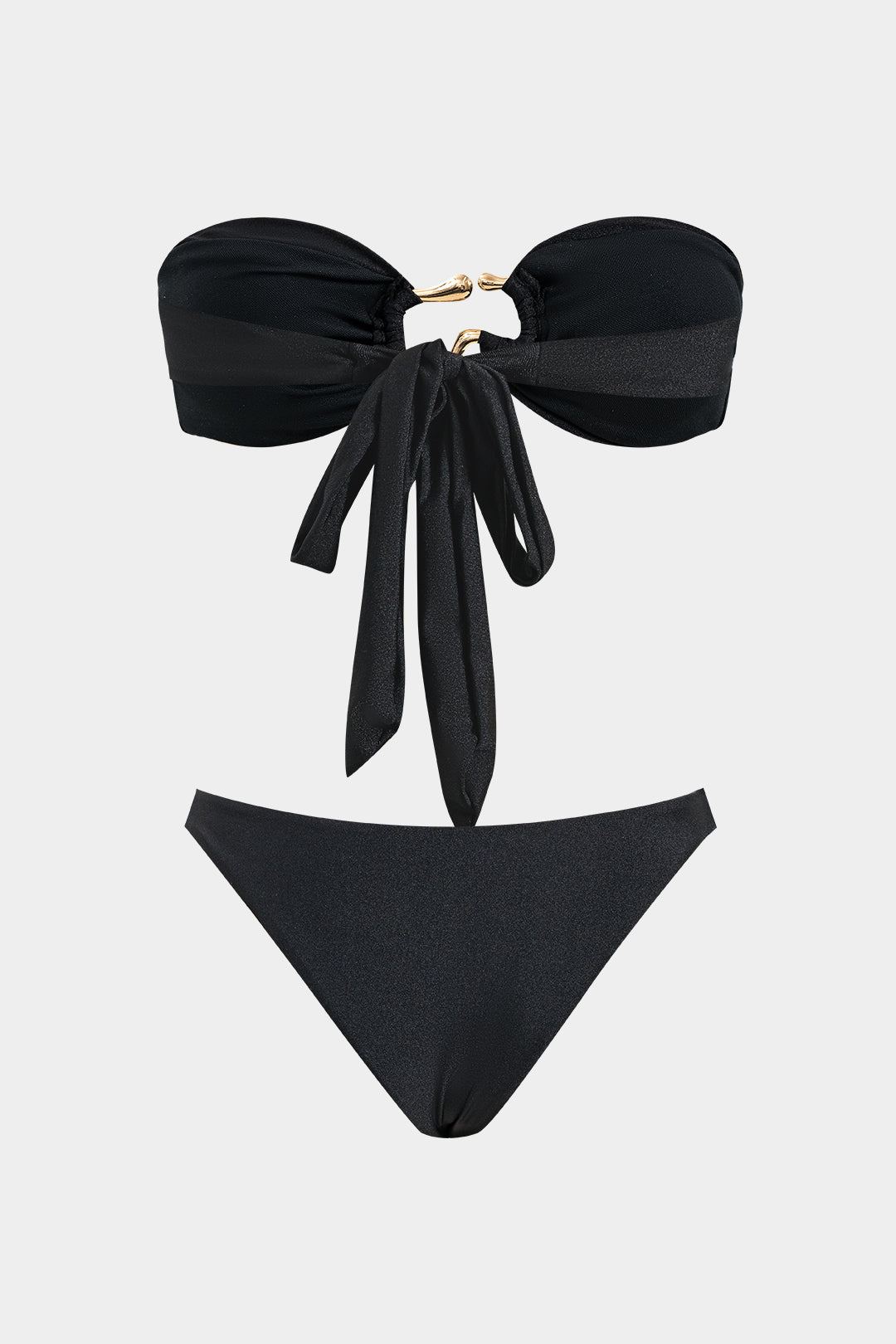 Metalik Büzgülü Bağlamalı Sırt Dekolteli Bikini Takımı - JUNETTI®