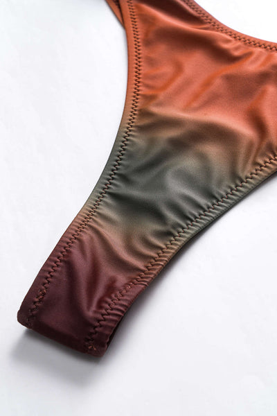 Ombre Baskılı File Bikini 3 Parça Takım - JUNETTI®