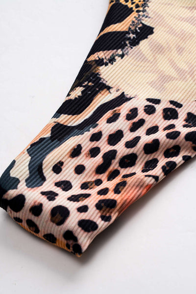Leopar Desenli Bağcıklı Sırtı Açık Bikini Takımı - JUNETTI®