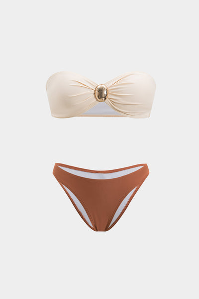 Metalik Büzgülü Sırt Dekolteli Bikini Takımı - JUNETTI®