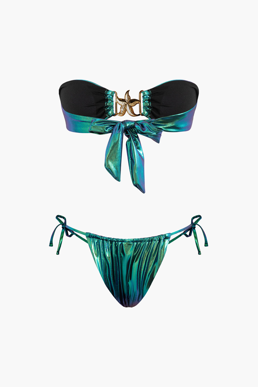Yıldız Denizyıldızı Dekorlu Düğme Büzgülü Bikini Takımı - JUNETTI®