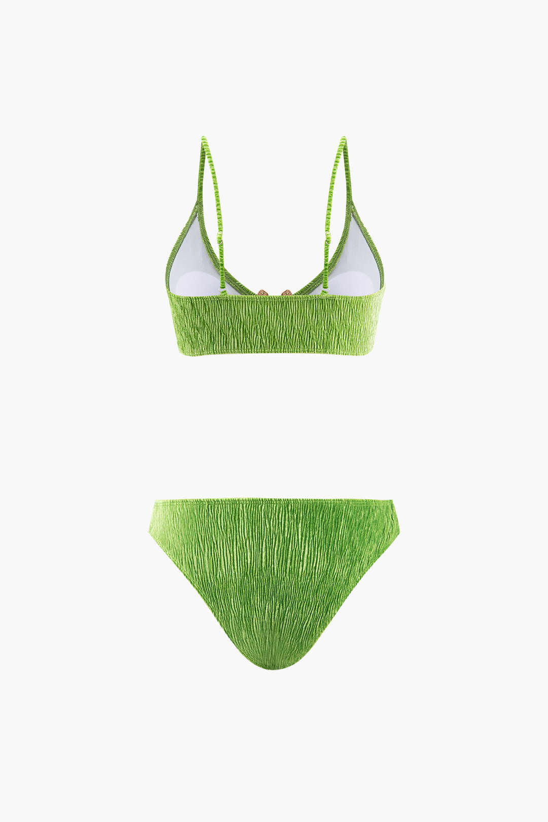Kadife Dokulu U Yüzük Bikini ve Sarong 3 Parça Takım - JUNETTI®