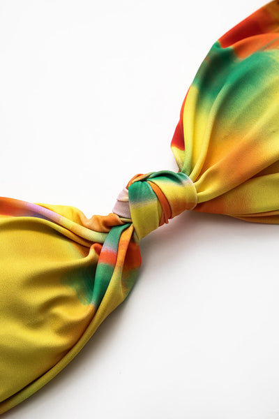 Tie Dye Desenli Büzgülü Dönme Kırma Bağlamalı Bikini Takımı - JUNETTI®