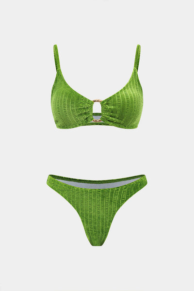 Kadife Dokulu O-ring 3 Parça Bikini Takımı - JUNETTI®