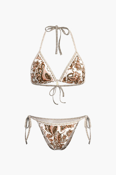 Retro Baskılı Halter Bikini Takımı - JUNETTI®