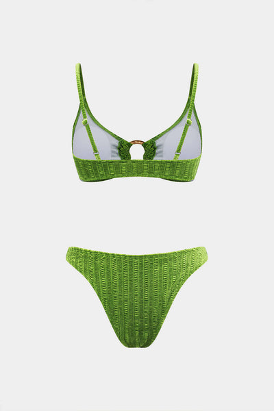 Kadife Dokulu O-ring 3 Parça Bikini Takımı - JUNETTI®