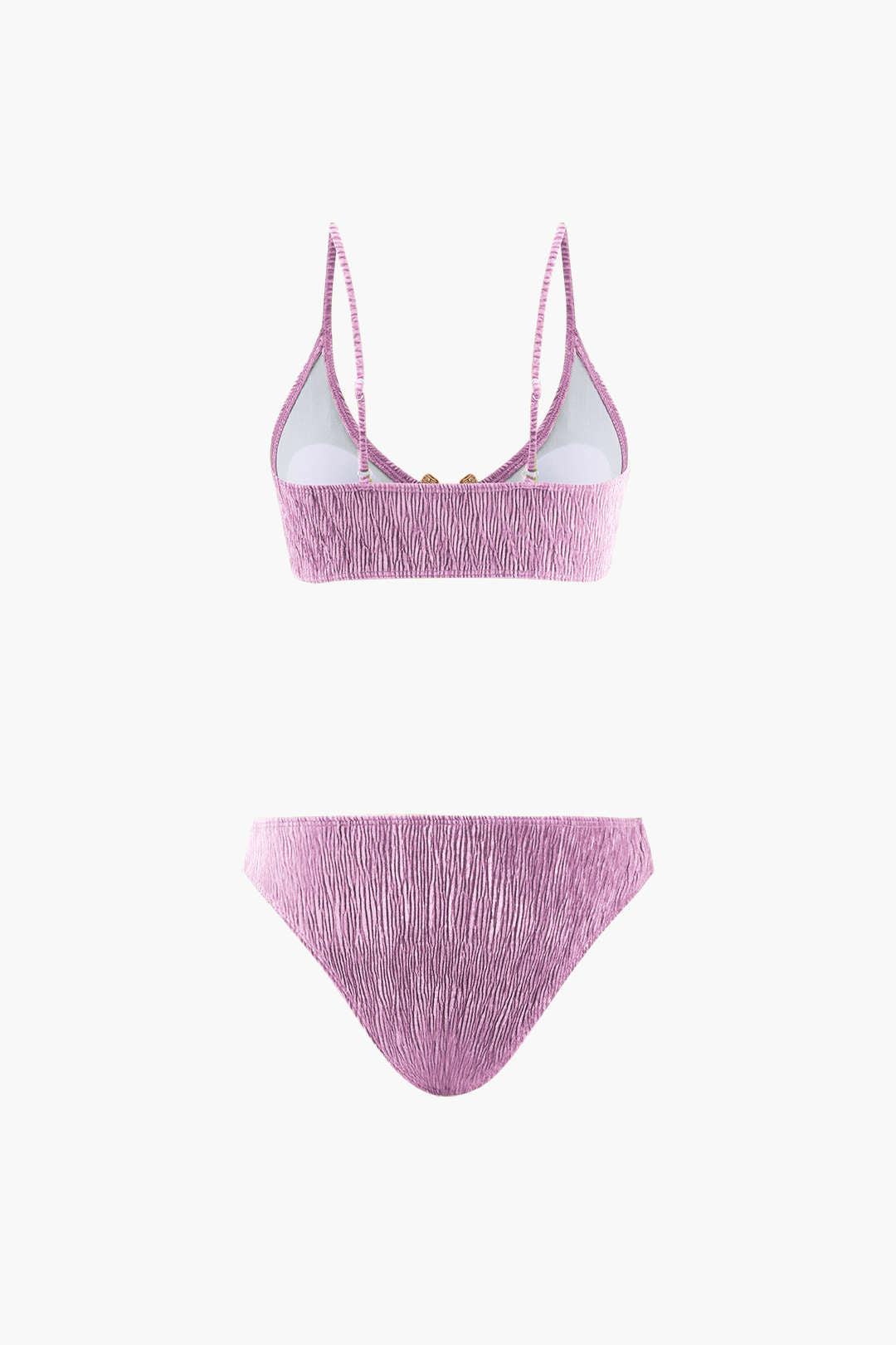 Kadife Dokulu U Yüzük Bikini ve Sarong 3 Parça Takım - JUNETTI®