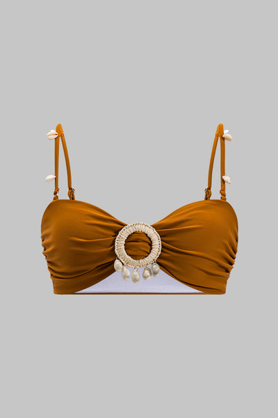 Kontrast Kabuk Dekorlu Kırışık Bikini Takımı - JUNETTI®