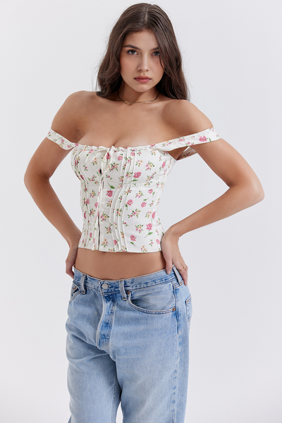 Çiçekli Korse Mariah - Pembe