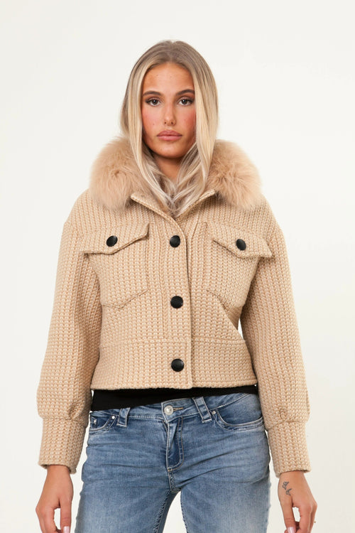 Basel Yün Örgü Ceket Bej & Krem